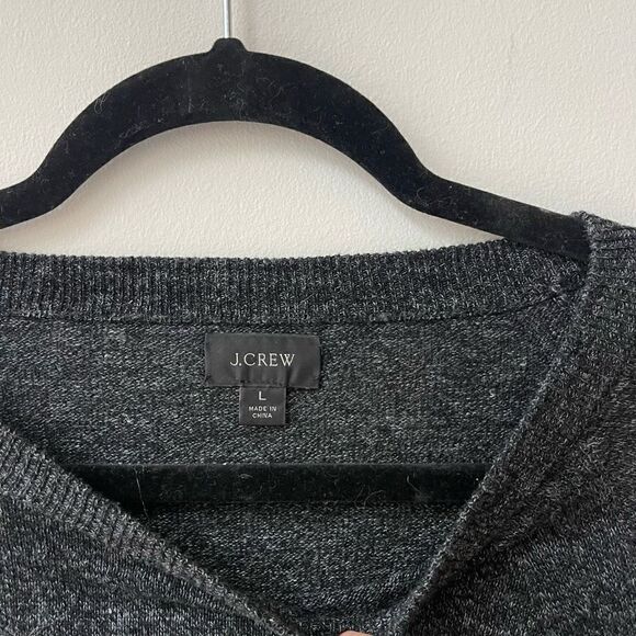 J Crew Mens Pullover Sweater Crewneck Long Sleeve Dark Gray Size Large - Picture 2 of 8